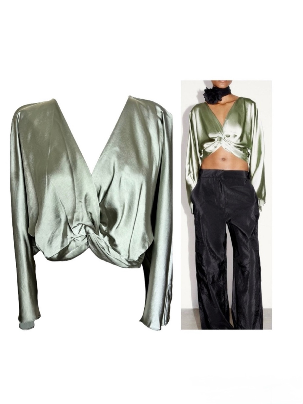 ZARA Satin Effect Blouse Size Large